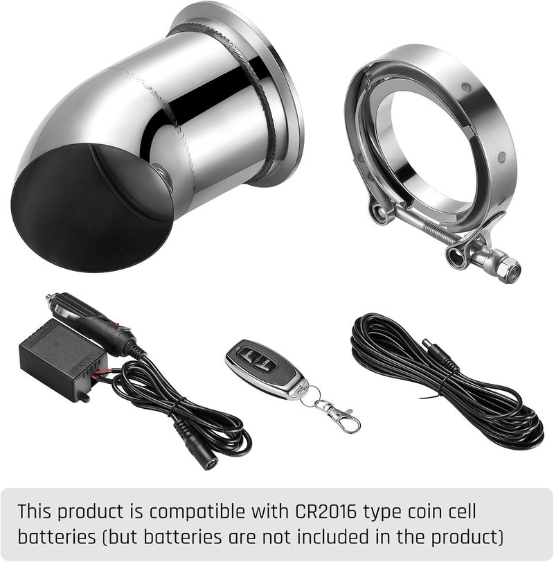 SPELAB Store صمام قطع العادم الكهربائي 2.5 بوصة مع مجموعة صمام العادم مع كوع ومجموعة تحكم عن بُعد واحدة - Image 2